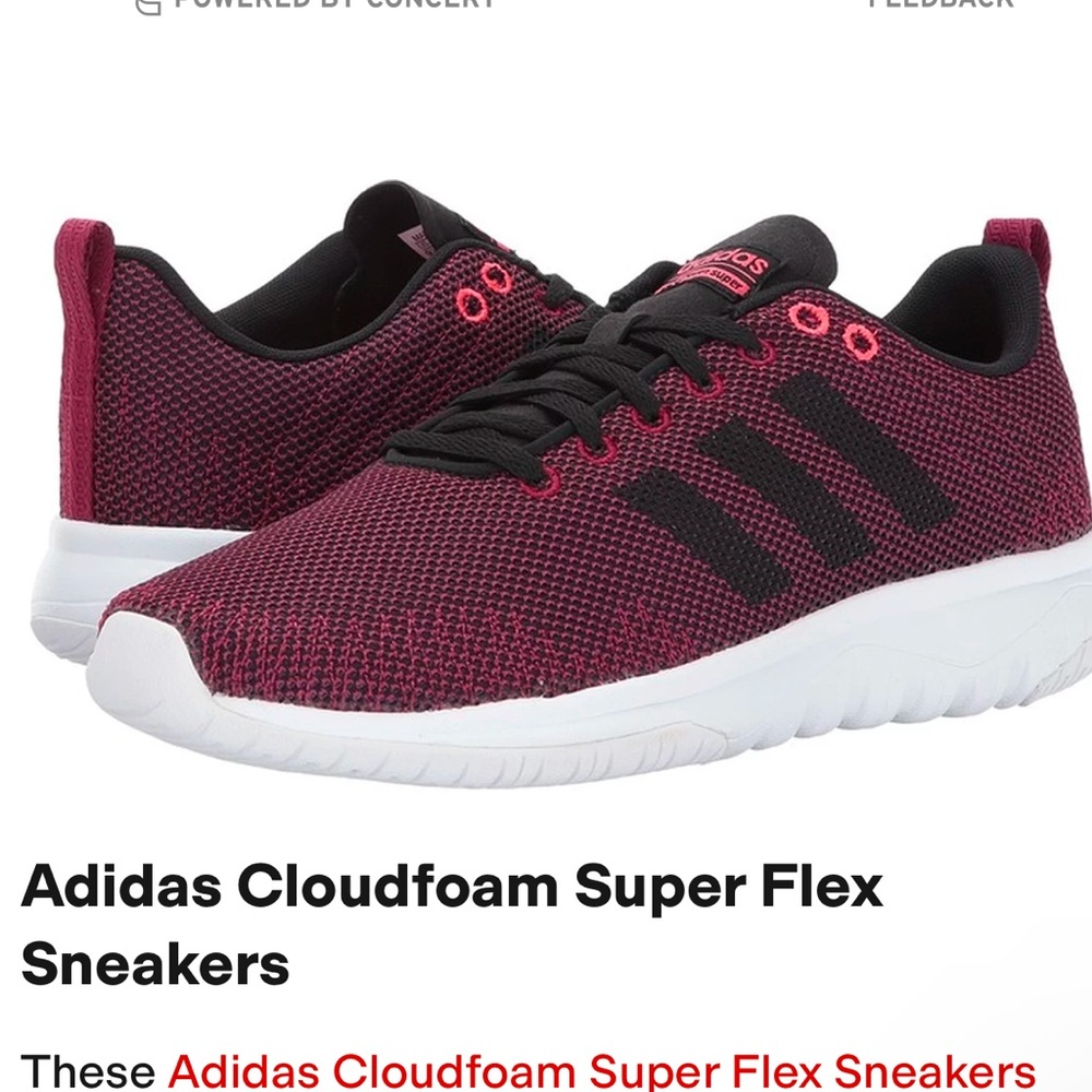 Adidas Cloudfoam Super Flex Sneakers - burgundy size 9.5